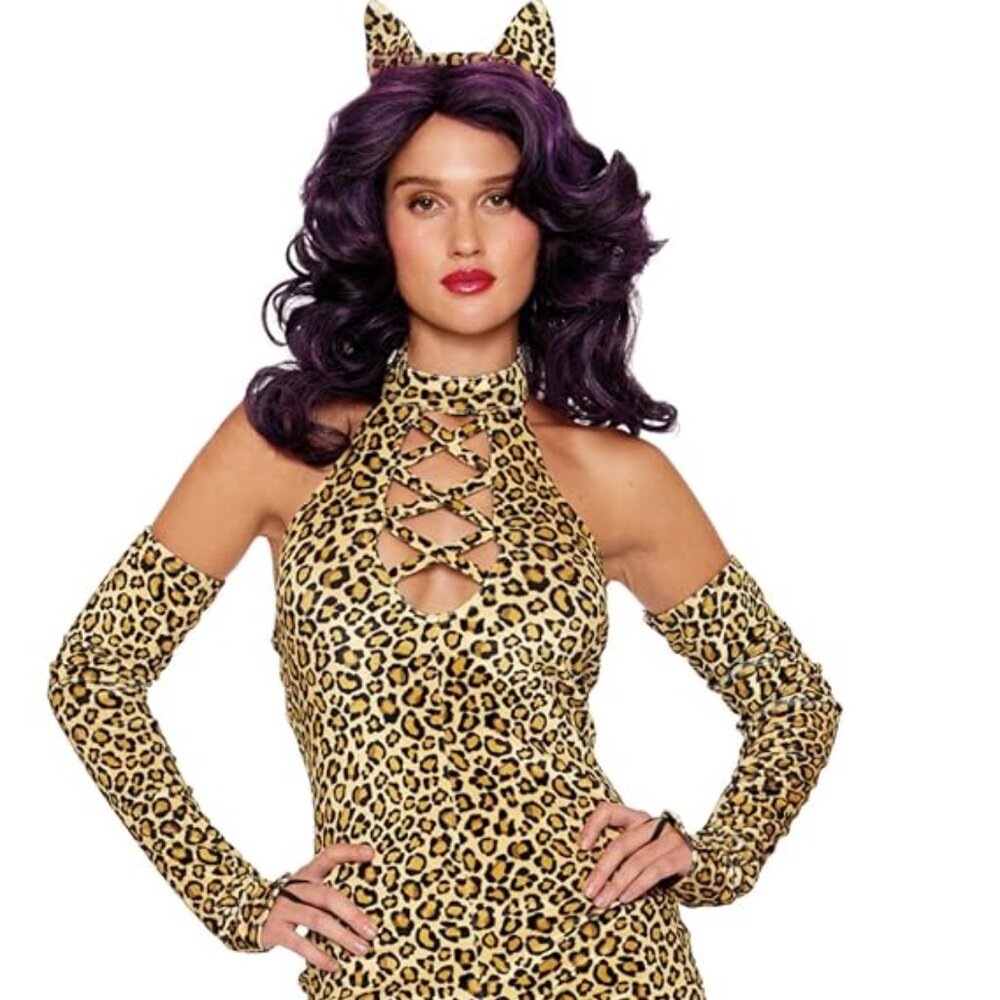 Women's Brand New Here Kitty Kitty! Leopard Cheetah Cat Adult Costume Small!